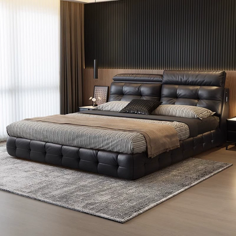 无床头悬浮床侘寂风主卧双人大床