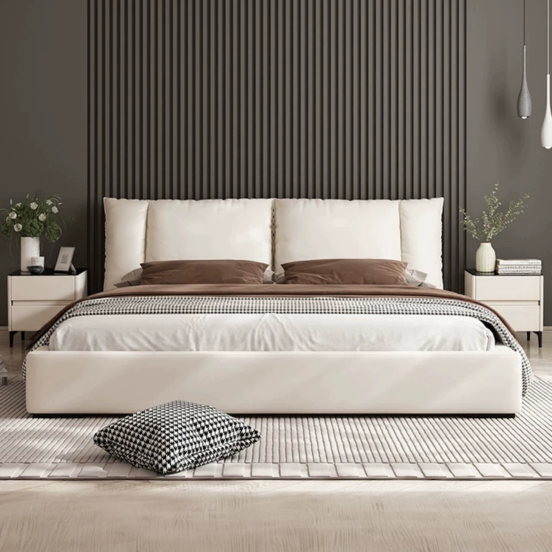 无床头悬浮床侘寂风主卧双人大床